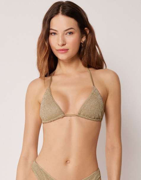 Calzedonia Triangle bikini top metallic glow in gold - view 1