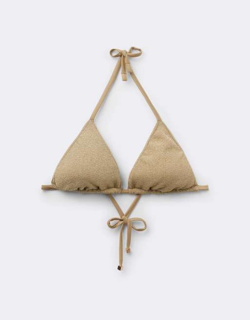 Calzedonia Triangle bikini top metallic glow in gold, 6 of 6