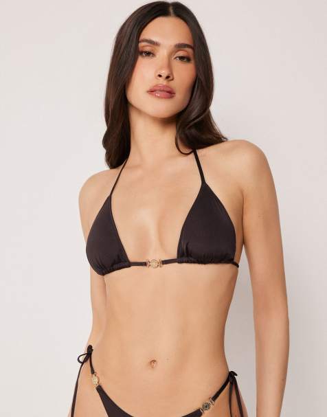 Calzedonia Triangle bikini top minimal fit in coco brown - view 1