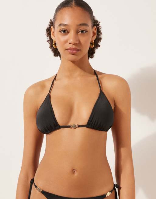 Calzedonia Triangle bikini top minimal fit in minimal fit black, 3 of 3