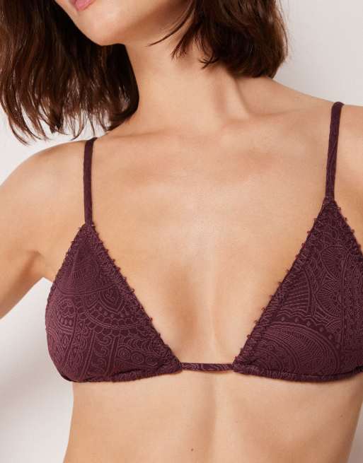 Calzedonia Triangle bikini top precious jacquard in brown, 5 of 6