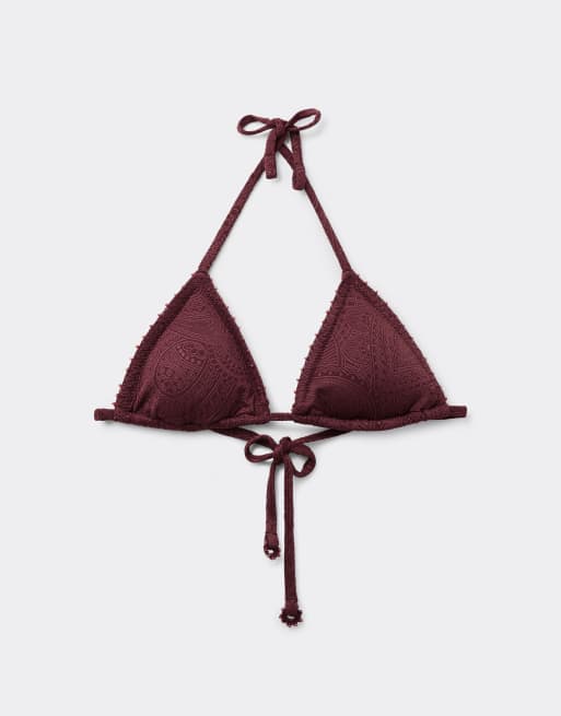Calzedonia Triangle bikini top precious jacquard in brown, 6 of 6