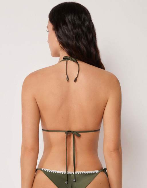 Calzedonia Triangle bikini top refined shine in green, 2 of 6