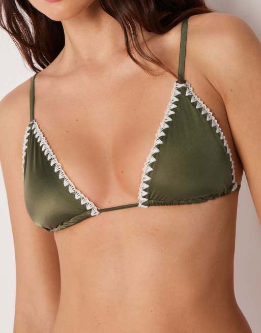 Calzedonia Triangle bikini top refined shine in green, 5 of 6