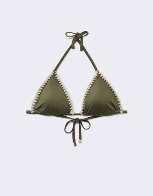 Calzedonia Triangle bikini top refined shine in green, 6 of 6