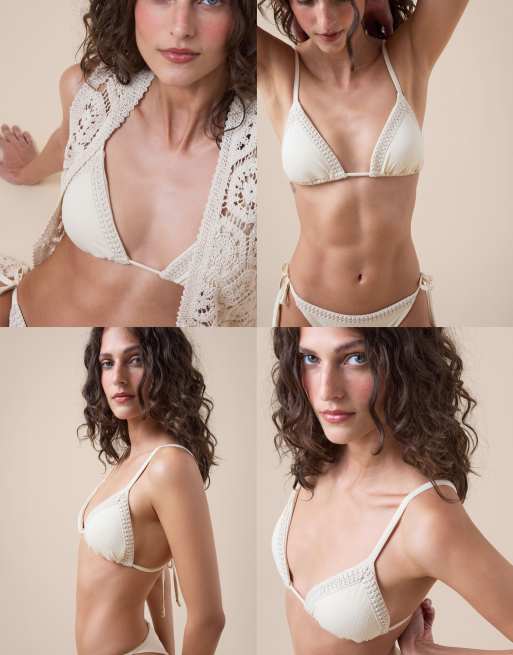 Calzedonia Triangle bikini top silky twist in white, 2 of 5