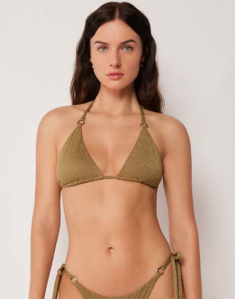 Calzedonia Triangle bikini top sophisticated shine in golden brown - view 1