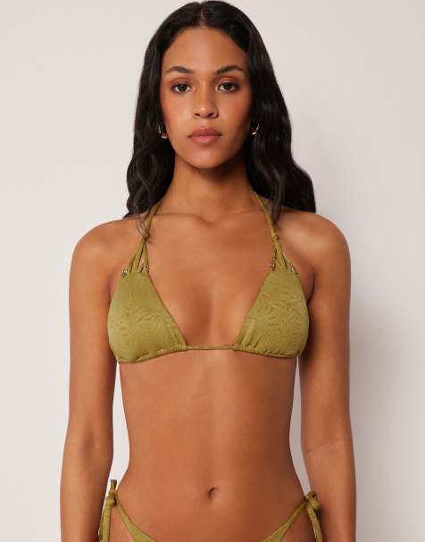 Calzedonia Triangle bikini top wild jungle in bronzed green
