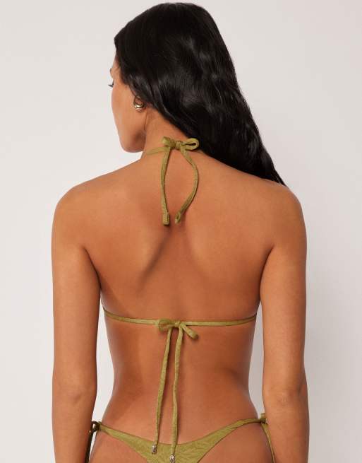 Calzedonia Triangle bikini top wild jungle in bronzed green, 2 of 4