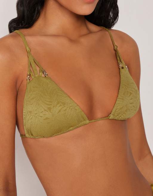 Calzedonia Triangle bikini top wild jungle in bronzed green, 5 of 6
