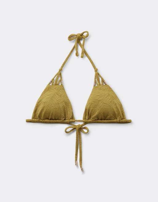 Calzedonia Triangle bikini top wild jungle in bronzed green, 6 of 6