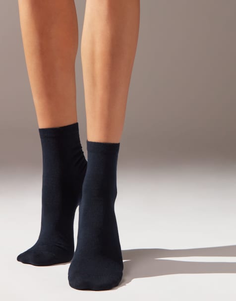 Calzedonia Trim detail short socks in blue - view 1