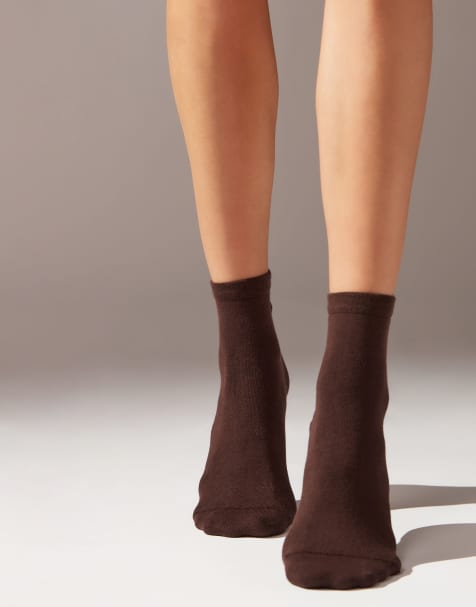 Calzedonia Trim detail short socks in brown - view 1