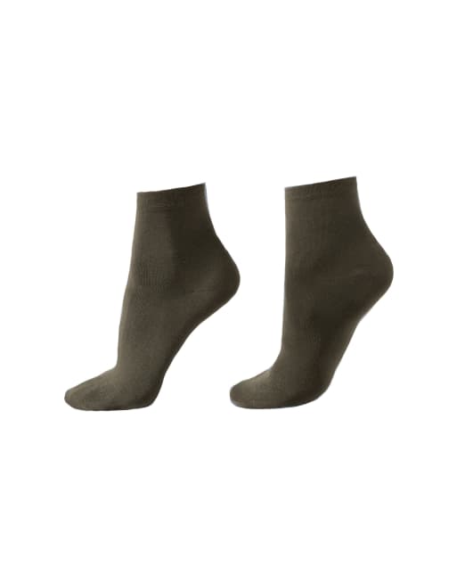 Calzedonia Trim detail short socks in military green, 4 of 4