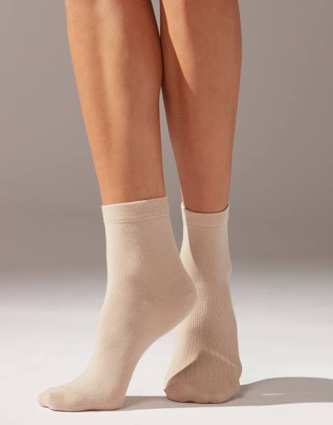 Calzedonia Trim detail short socks in natural ginger - view 1