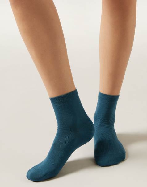 Calzedonia Trim detail short socks in topaz blue - view 1