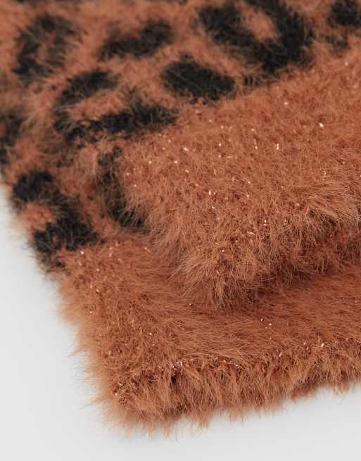 Calzedonia Tropical print faux-fur socks in biscuit brown, 2 of 3