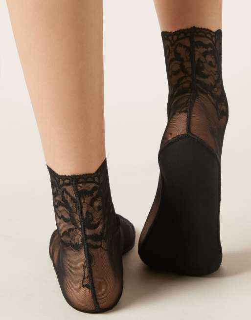 Calzedonia Tulle and lace socks in black, 2 of 2