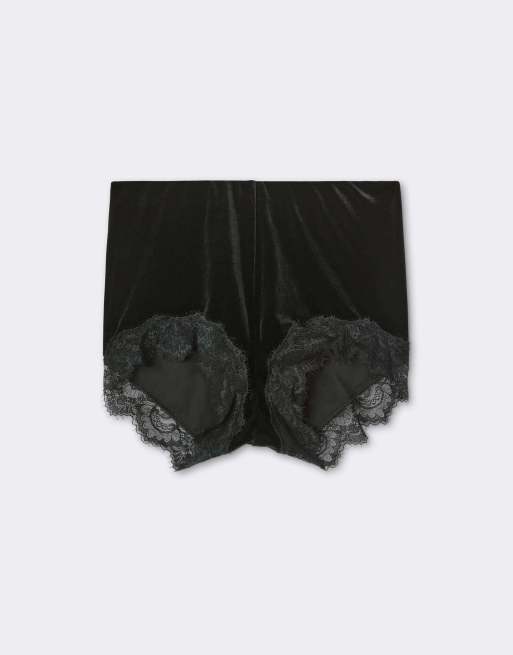 Calzedonia Velvet and lace culottes in black, 5 of 5