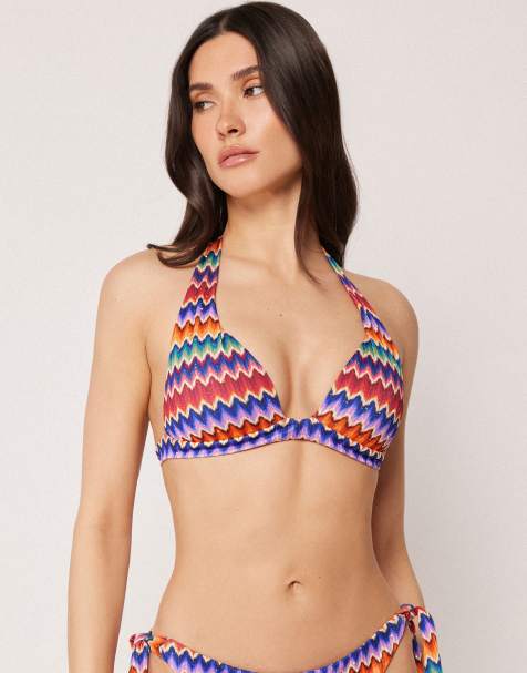 Calzedonia vibrant chevron halter neck bikini in multicolor - view 1