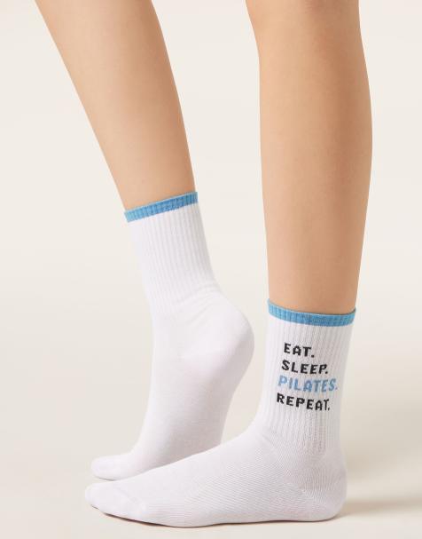 Calzedonia Wellness text socks in white - view 1
