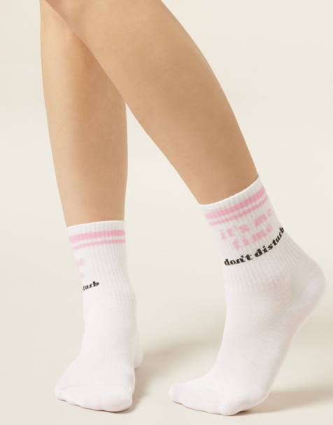 Calzedonia Wellness text socks in white - view 1