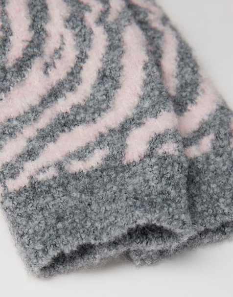 Calzedonia Zebra print teddy-effect socks in grey blend - view 1