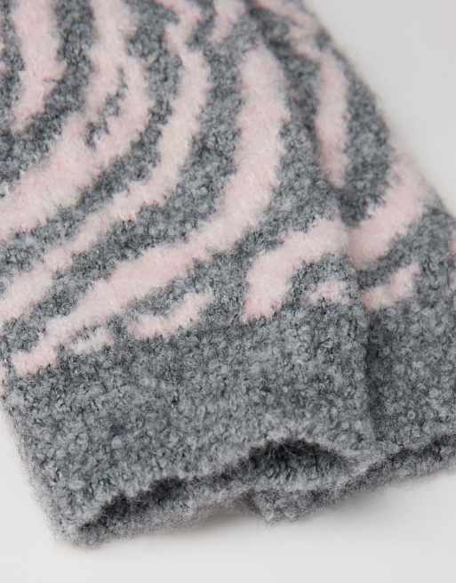 Calzedonia Zebra print teddy-effect socks in grey blend