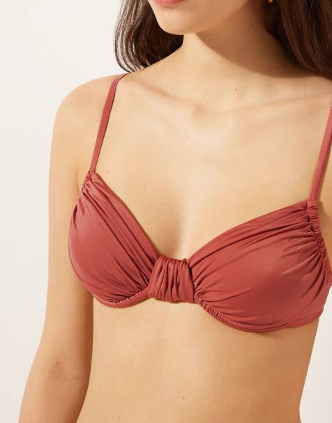 Calzendonia Balconette Bikini Top Shiny Satin in Dusty Pink - view 1