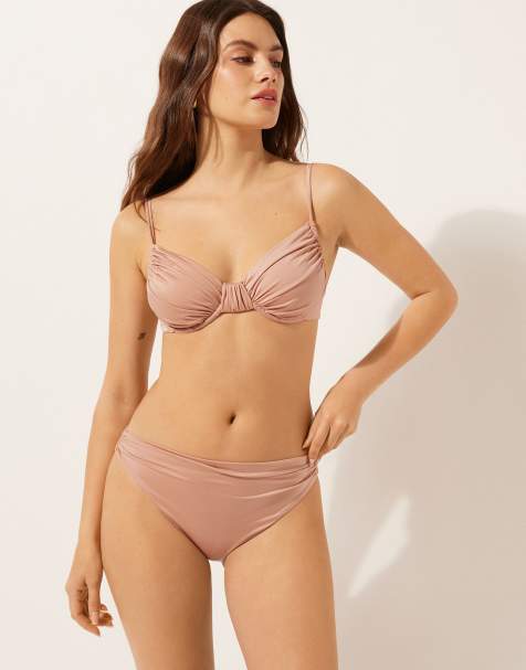 Calzendonia Balconette Bikini Top Shiny Satin in Powder Pink - view 1