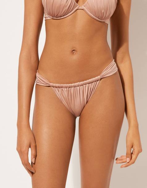 Calzendonia Brazilian Bikini Bottoms Shiny Satin in Powder Pink - view 1