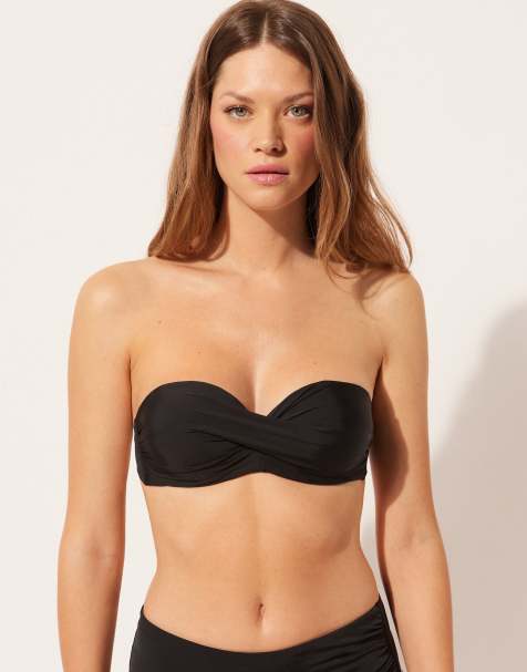 Calzendonia Padded Bandeau Bikini Top Indonesia in Black - view 1