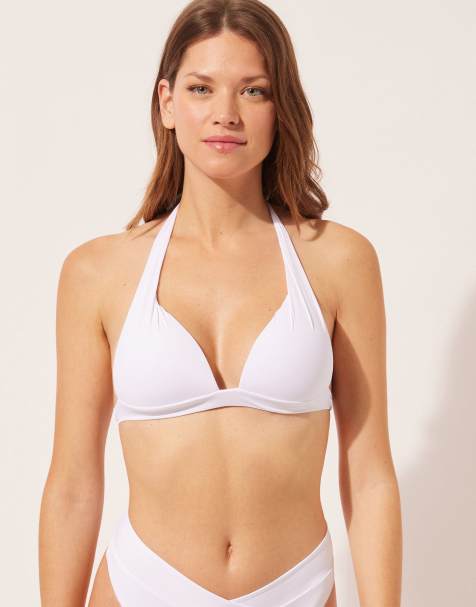 Calzendonia Padded Triangle Bikini Top Indonesia in White - view 1