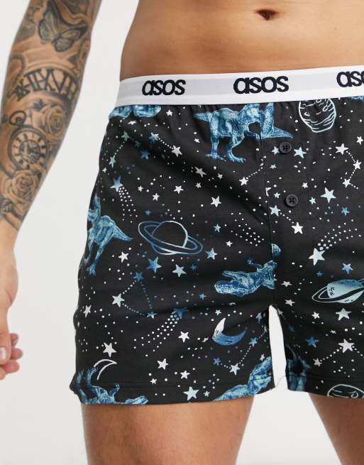 Calzoncillos con estampado de dinosaurios y del espacio de ASOS DESIGN