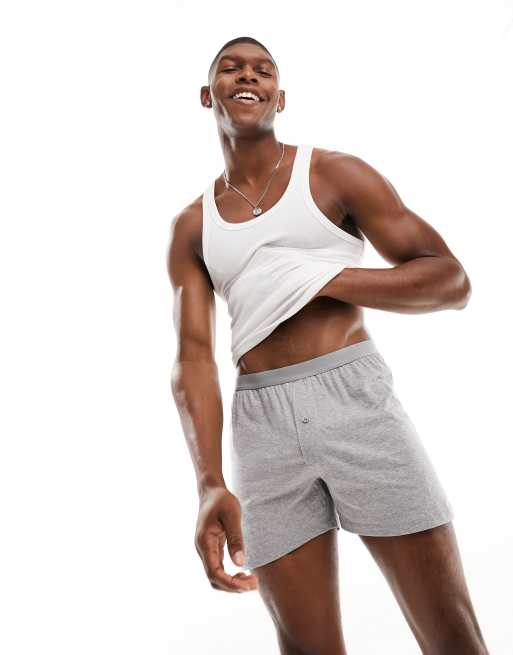 Calzoncillos cortos gris jaspeado tipo boxer de punto de