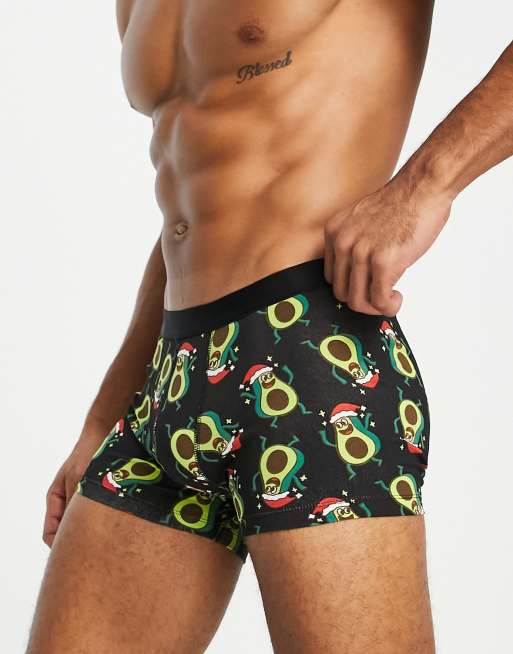 Calzoncillos negros navide os con estampado integral de aguacates de ASOS DESIGN