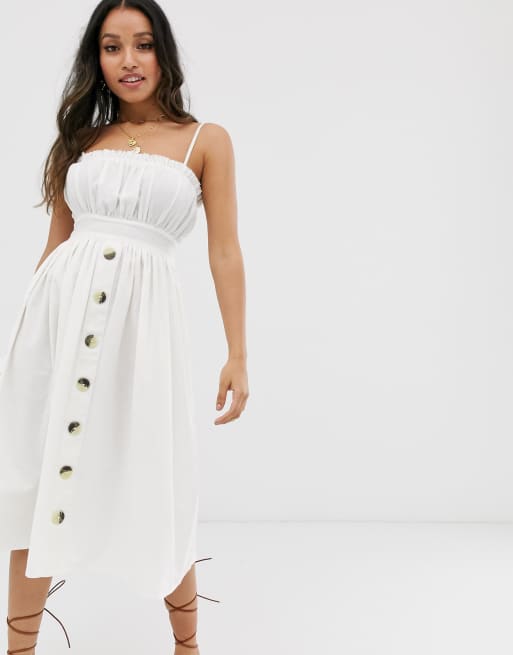 Cami midi-sundress i hør med knapper fra ASOS DESIGN Petite, 4 af 4