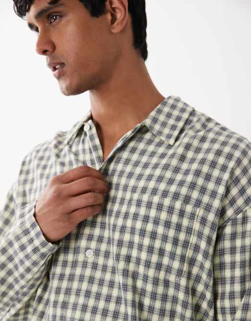 Camisa a cuadros amarillos de manga larga de algodón de Jack & Jones, 3 de 5