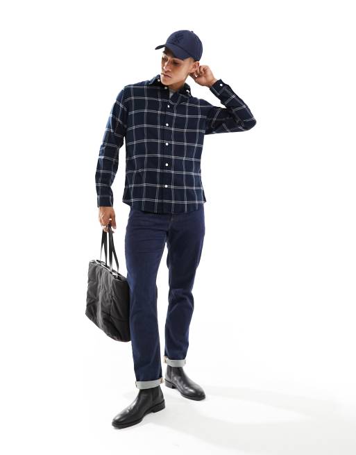 Camisa a cuadros azul marino y blancos de franela de Selected  , 4 de 4