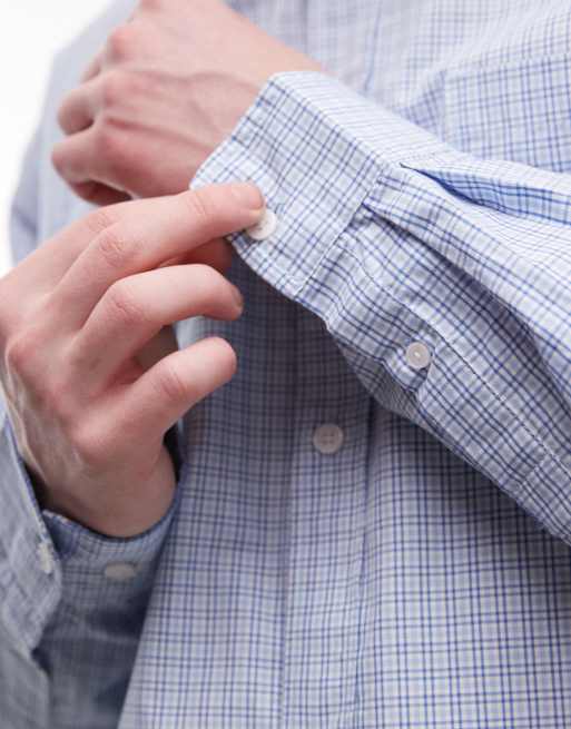 Camisa a cuadros azules y blancos de manga larga y corte suelto de Weekday, 5 de 5