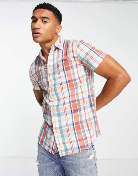Camisas de cuadros clearance para hombre manga corta