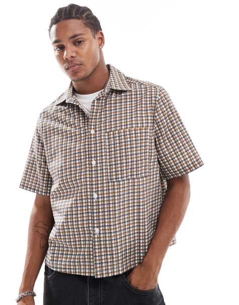 Camisa a cuadros de corte cuadrado holgado y manga corta de ASOS DESIGN - view 1