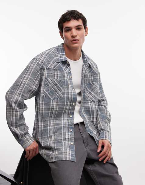 Camisa a cuadros descolorida de manga larga de franela desgastada de True Religion - view 1