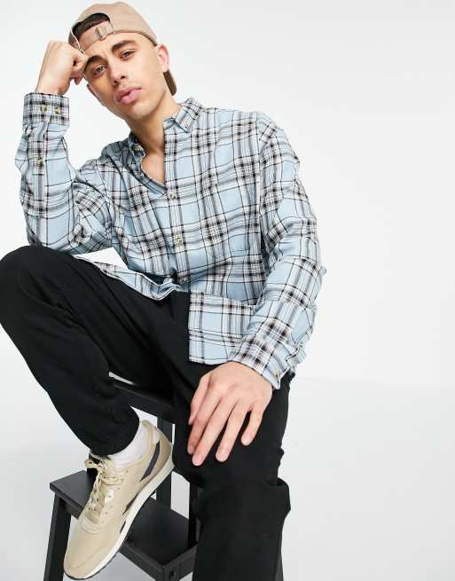 Camisa a cuadros escoceses azules extragrande de estilo años 90 de ASOS DESIGN