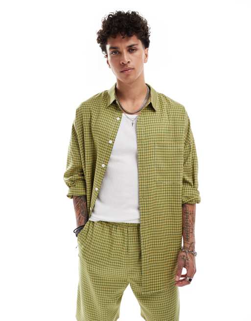 Camisa a cuadros extragrande de manga larga de COLLUSION (parte de un conjunto)