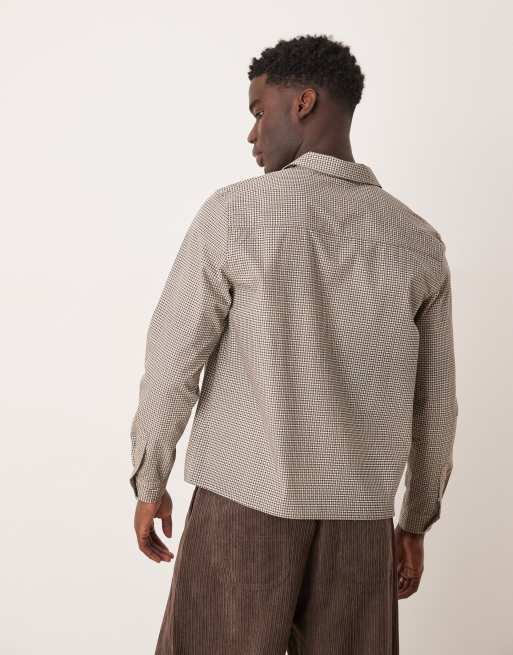 Camisa a cuadros marrones holgada de ASOS DESIGN