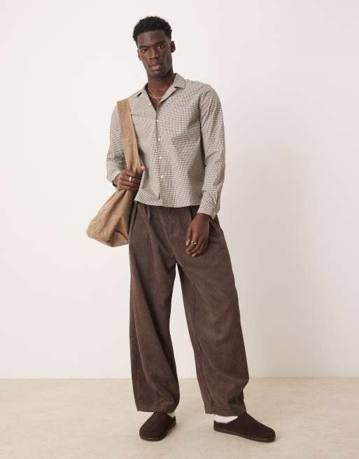 Camisa a cuadros marrones holgada de ASOS DESIGN