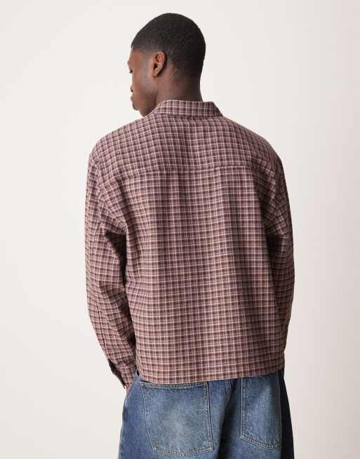 Camisa a cuadros rojos de corte cuadrado extragrande de franela de ASOS DESIGN, 3 de 4