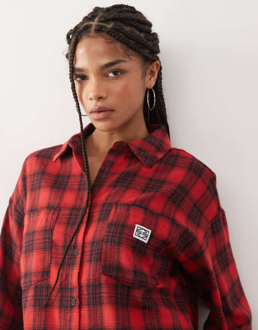 Camisa a cuadros rojos extragrande de Noisy May, 2 de 4