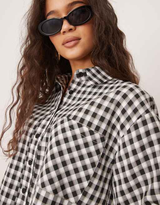 Combinar Camisa Blusa A Cuadros Blanco Y Negro Combinar Camisa